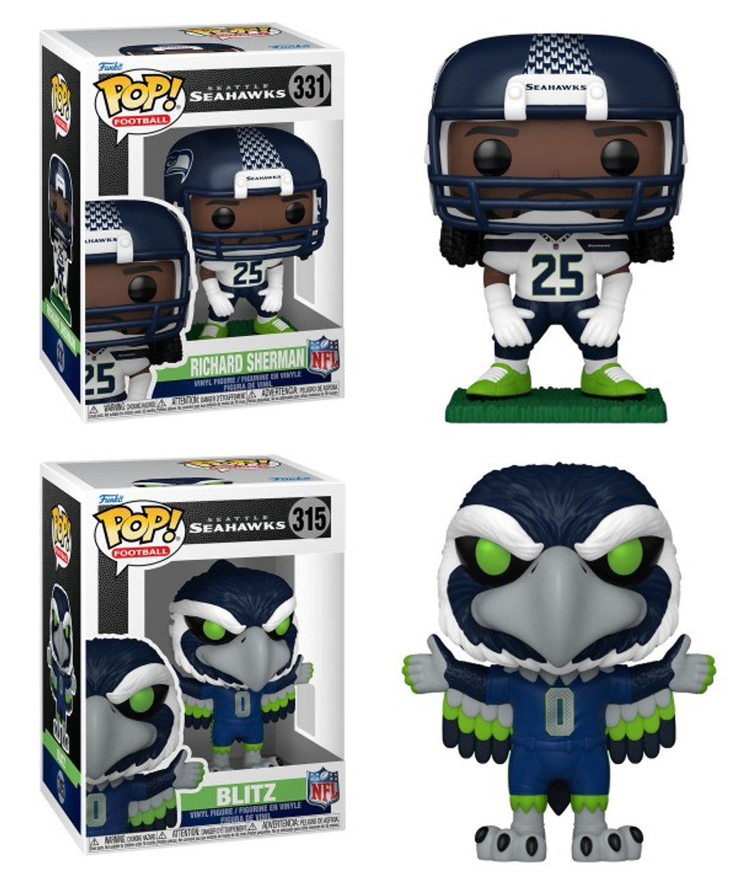 Pop! Combo 2 Richard Sherman & Blitz Seattle Seahawks NFL
