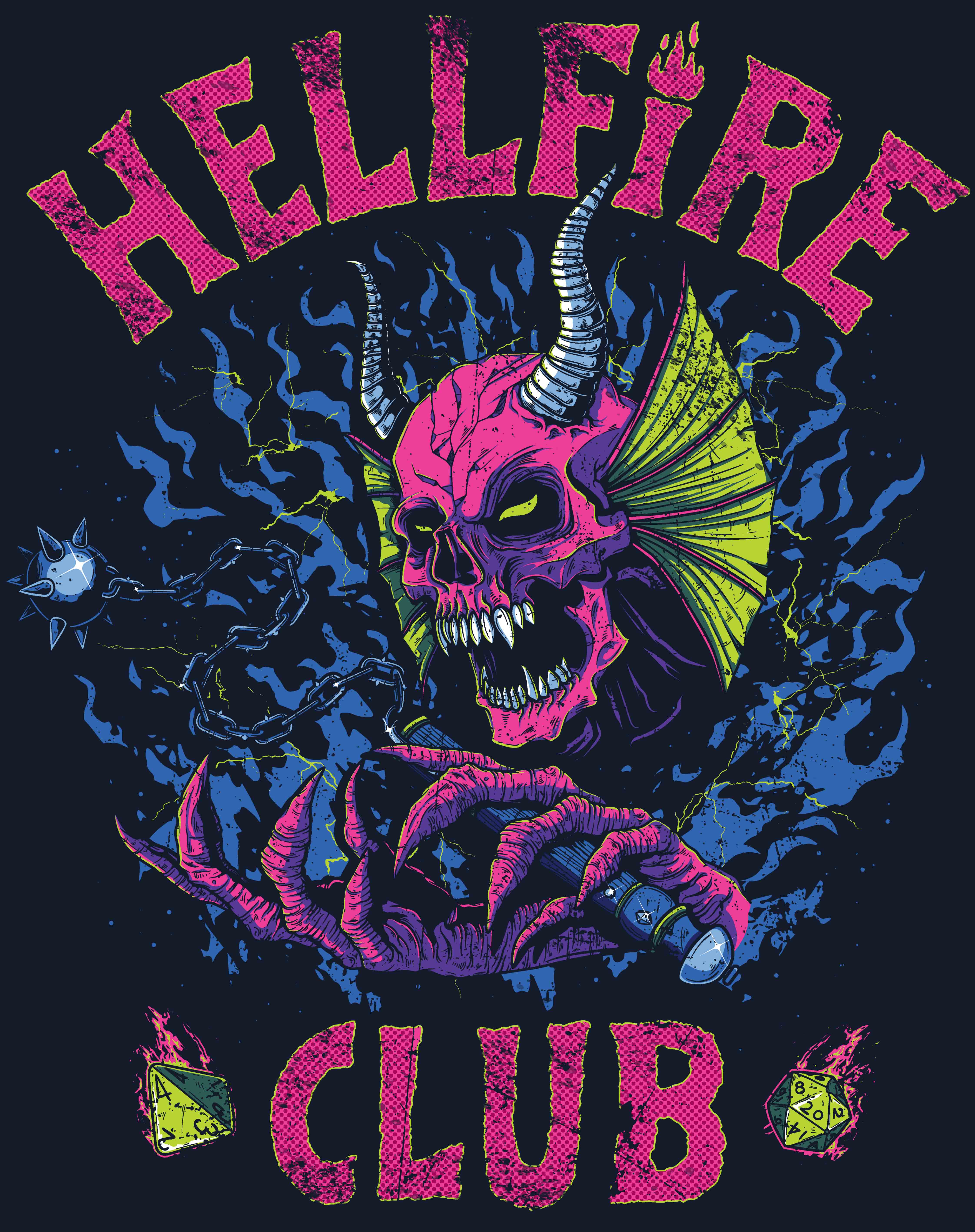 Stranger Things Hellfire Club Splash DND Demon Retro Neon Official Men's T-Shirt