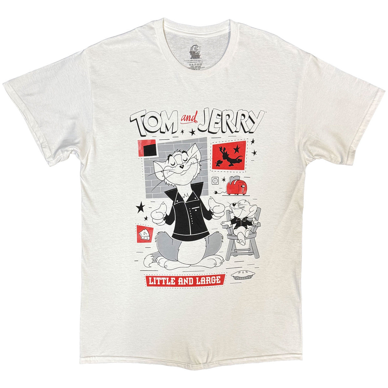 Tom & Jerry Little & Large Squares White T-Shirt