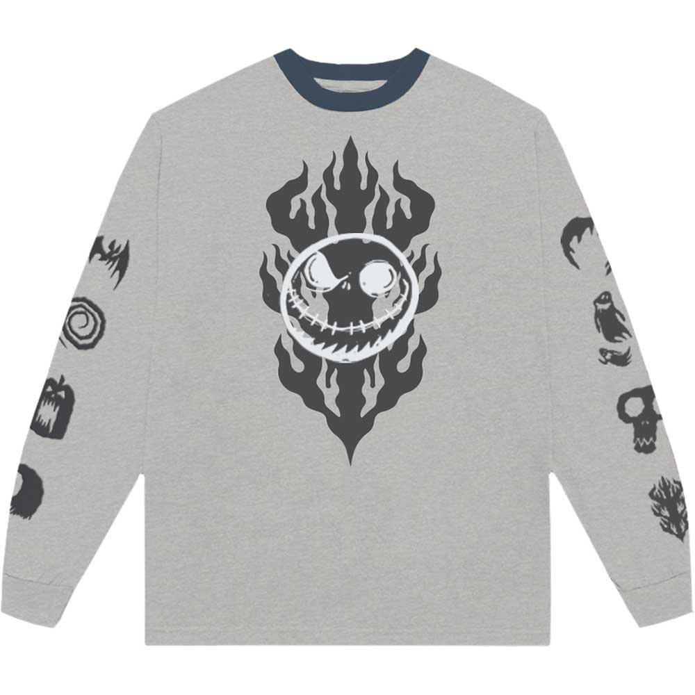 THE NIGHTMARE BEFORE CHRISTMAS FLAMING JACK EMBELLISHED LONG SLEEVE T-SHIRT