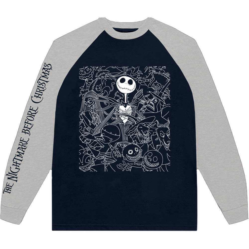 THE NIGHTMARE BEFORE CHRISTMAS JACK CROWD EMBELLISHED RAGLAN T-SHIRT
