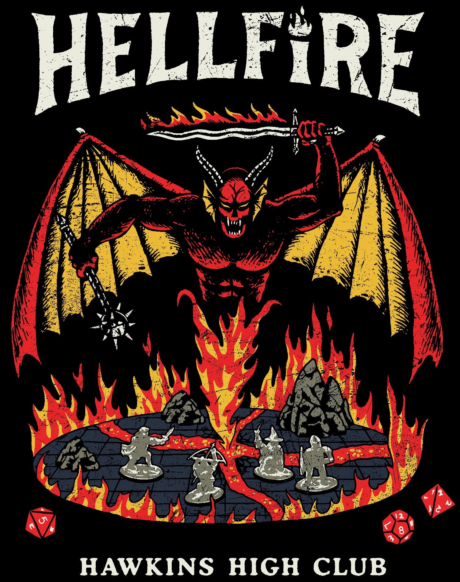 Stranger Things Hellfire Club Poster Hawkins High DND Retro Official Men's T-Shirt