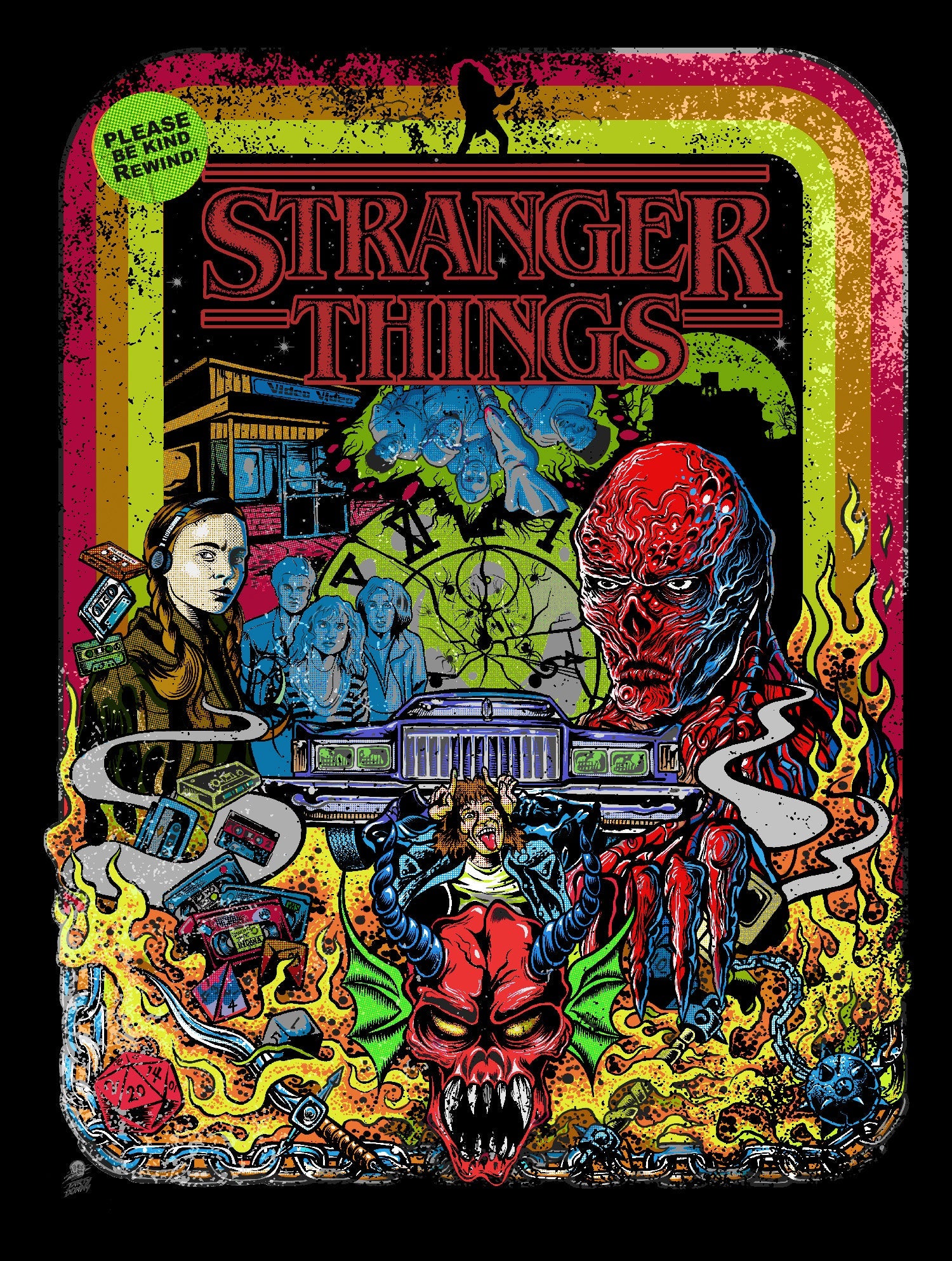 Stranger Things Comic The Party Vecna Battle Official Men's T-Shirt