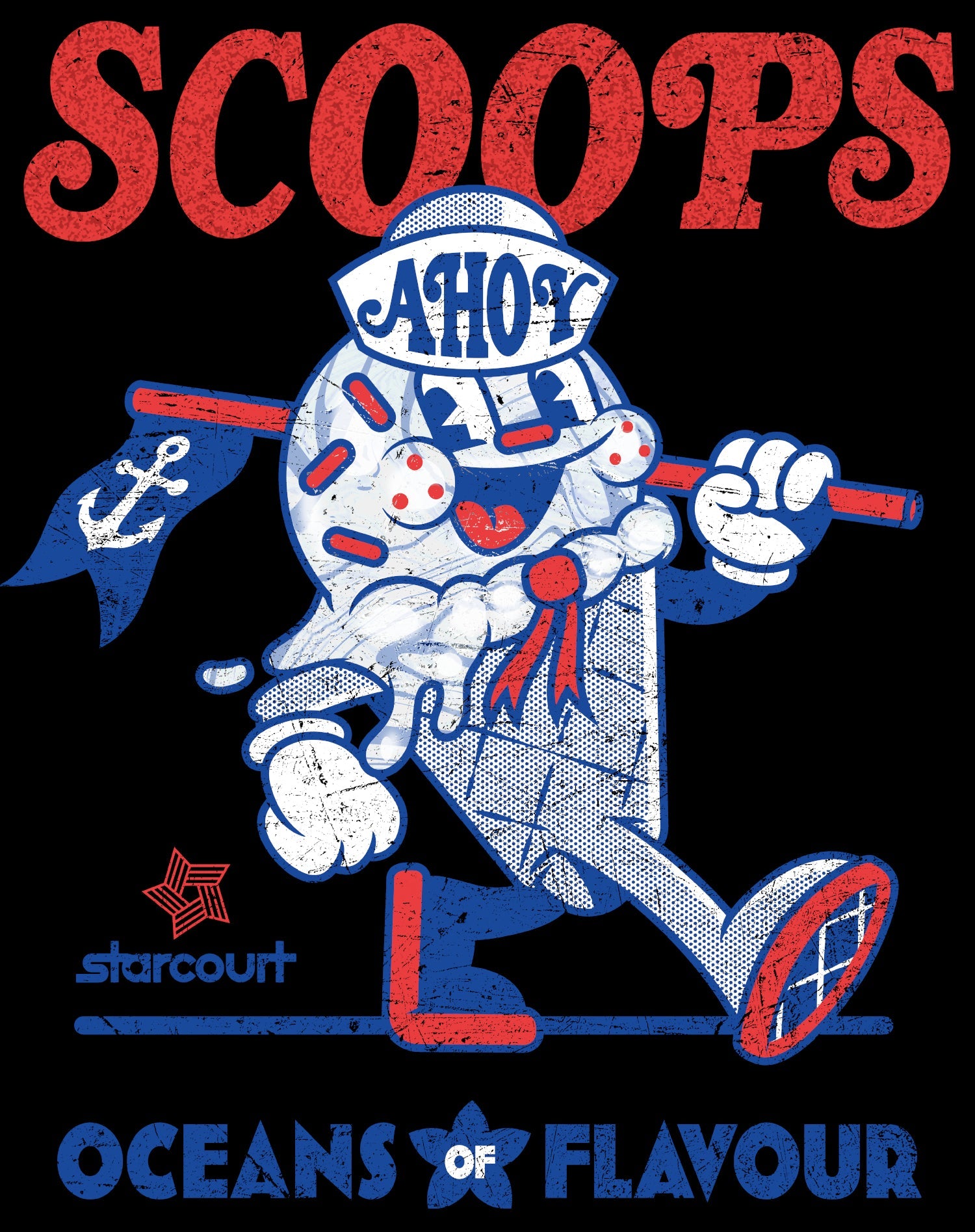 Stranger Things Scoops Ahoy Ice Cream Mascot Starcourt Retro Official Men's T-Shirt