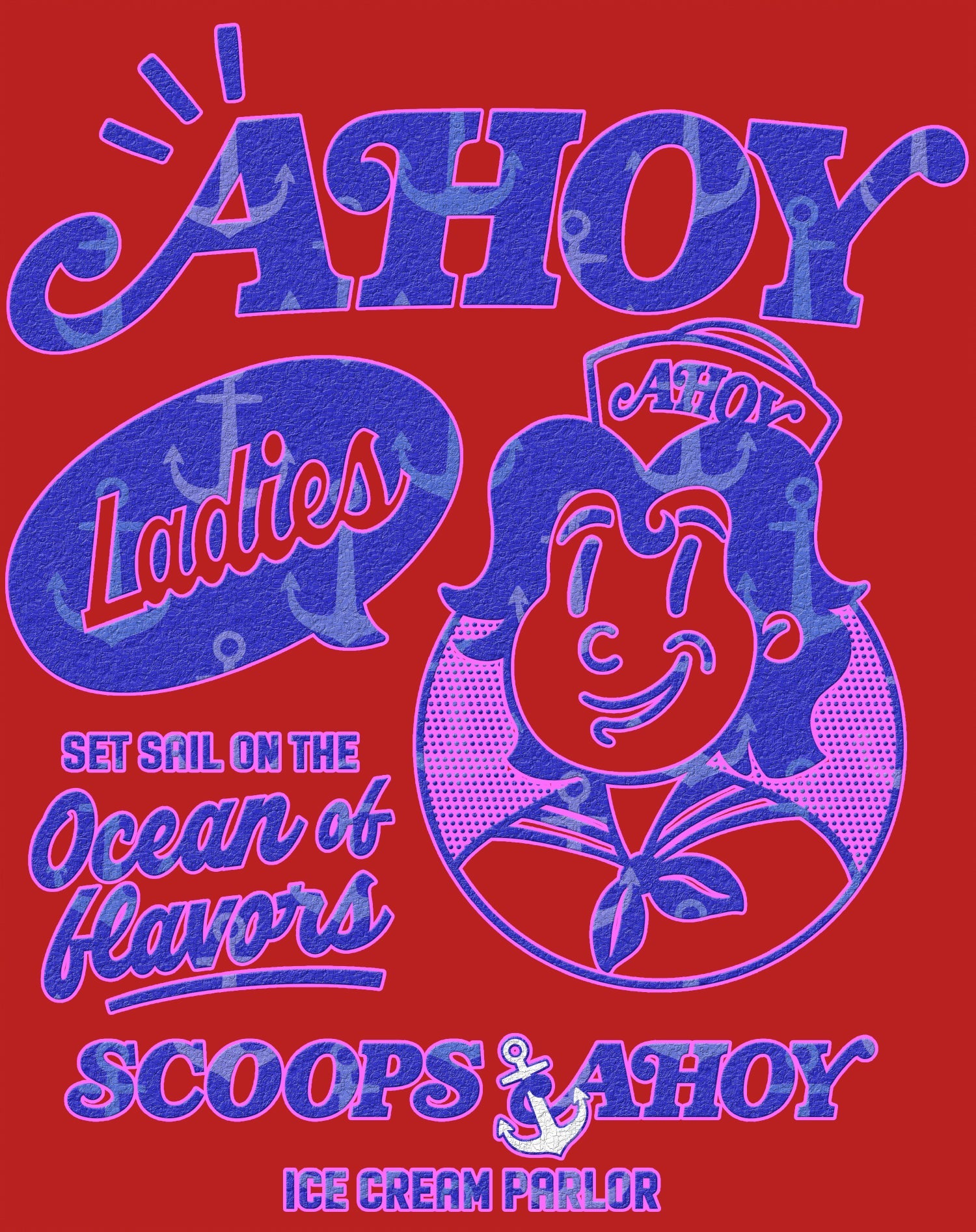 Stranger Things Scoops Ahoy Ice Cream Sail Retro 80s Vintage Official Women's SKINNY FIT T-Shirt