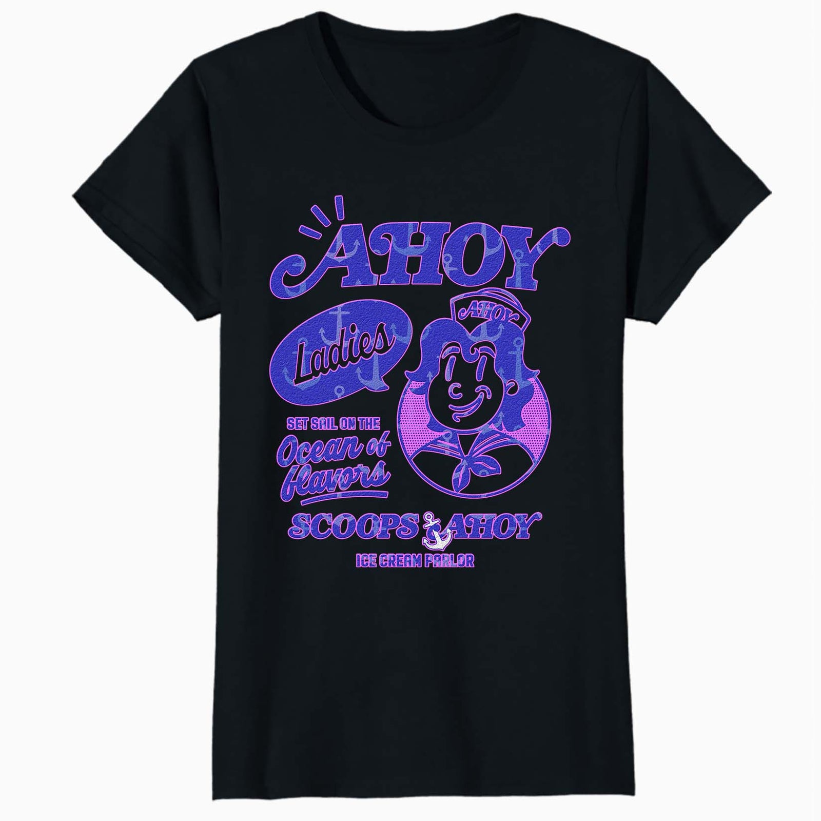 Stranger Things Scoops Ahoy Ice Cream Sail Retro 80s Vintage Official Women's SKINNY FIT T-Shirt