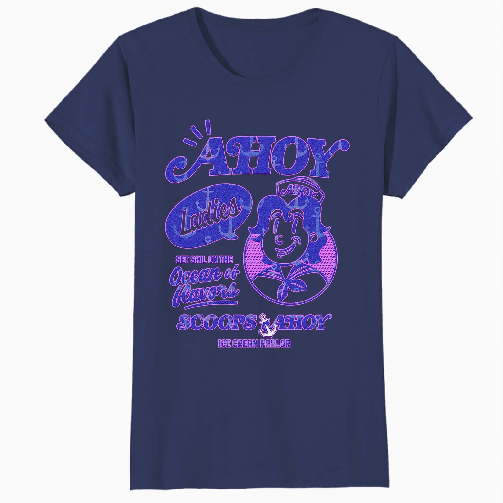 Stranger Things Scoops Ahoy Ice Cream Sail Retro 80s Vintage Official Women's SKINNY FIT T-Shirt
