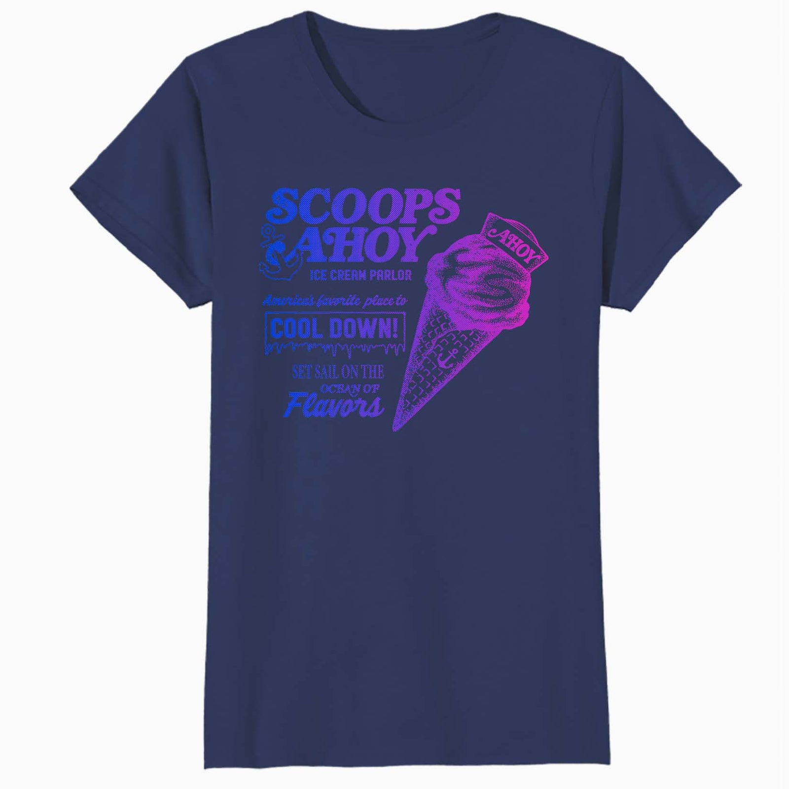Stranger Things Scoops Ahoy Meme Cool Down Ice Cream Vintage Official Women's SKINNY FIT T-Shirt