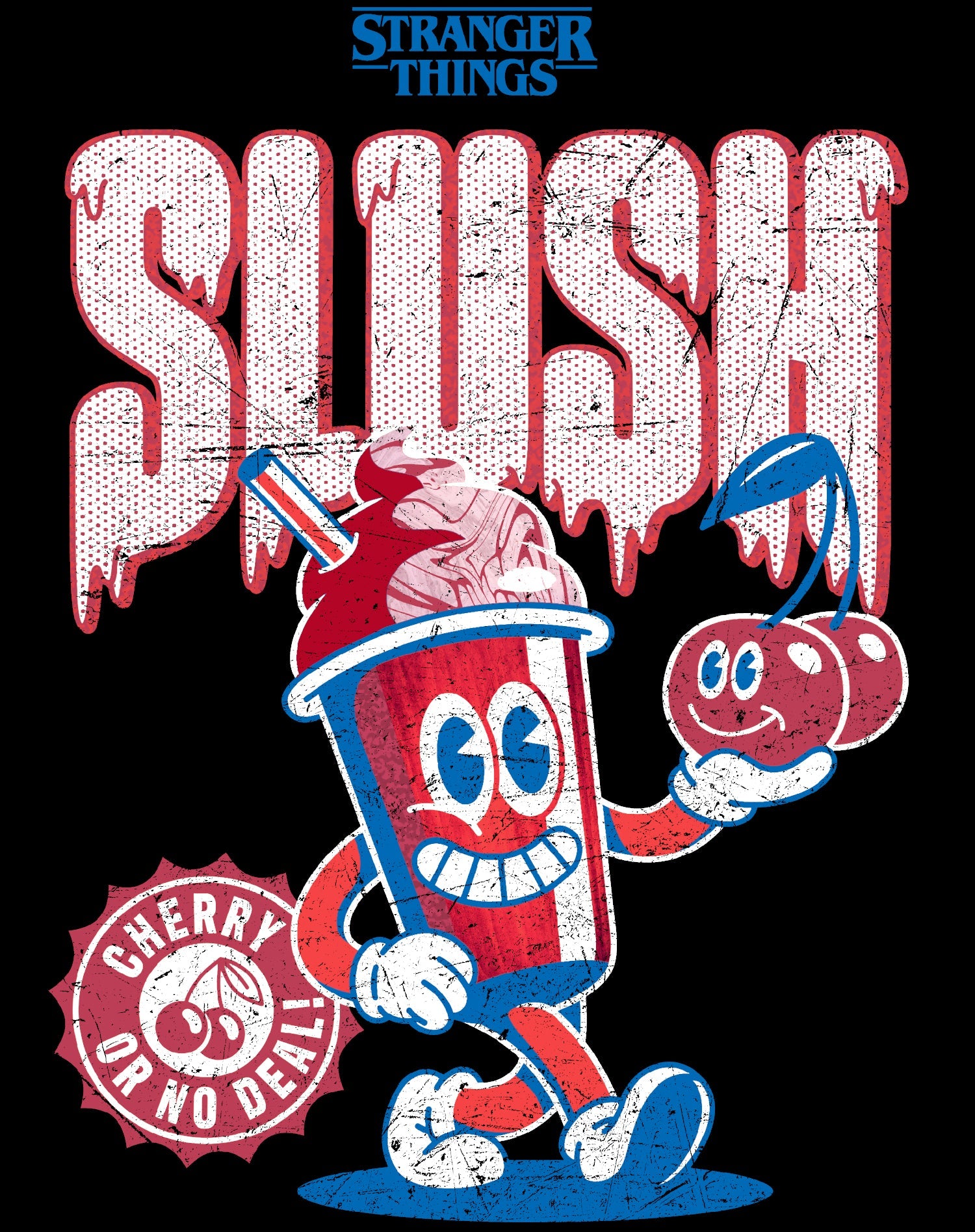 Stranger Things Scoops Ahoy Promo Slush Cherry Vintage 80s Official Women's SKINNY FIT T-Shirt
