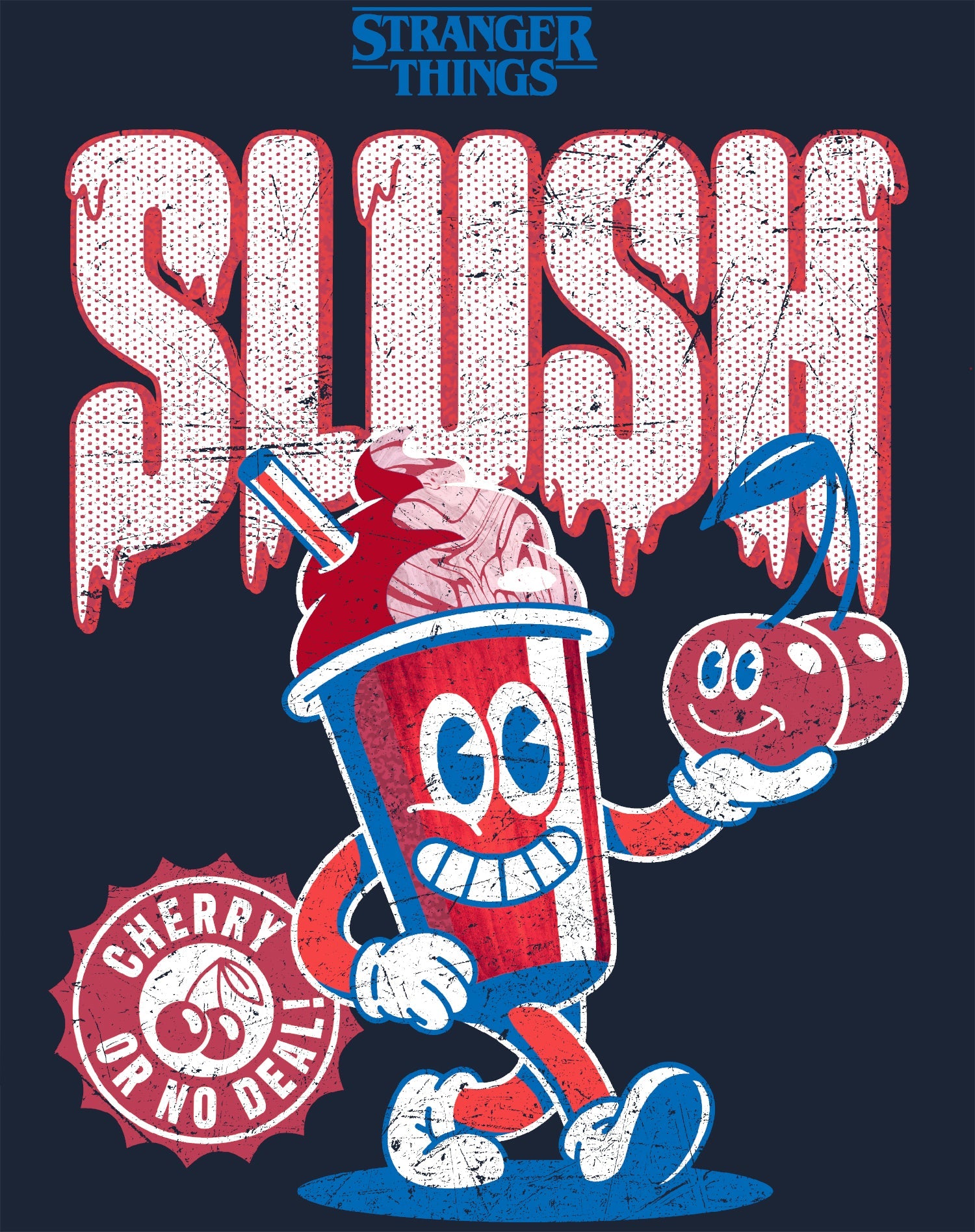 Stranger Things Scoops Ahoy Promo Slush Cherry Vintage 80s Official Women's SKINNY FIT T-Shirt