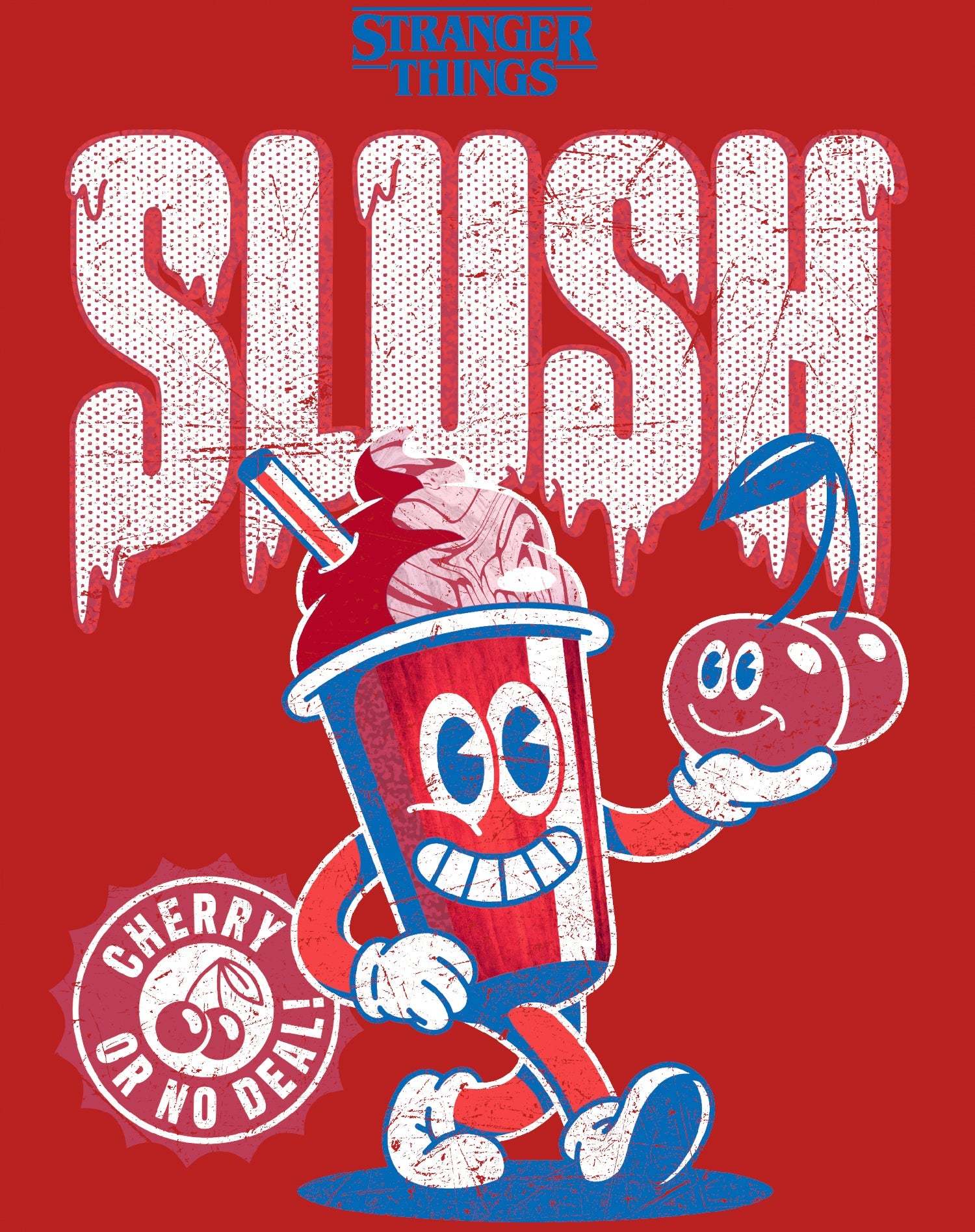 Stranger Things Scoops Ahoy Promo Slush Cherry Vintage 80s Official Women's SKINNY FIT T-Shirt