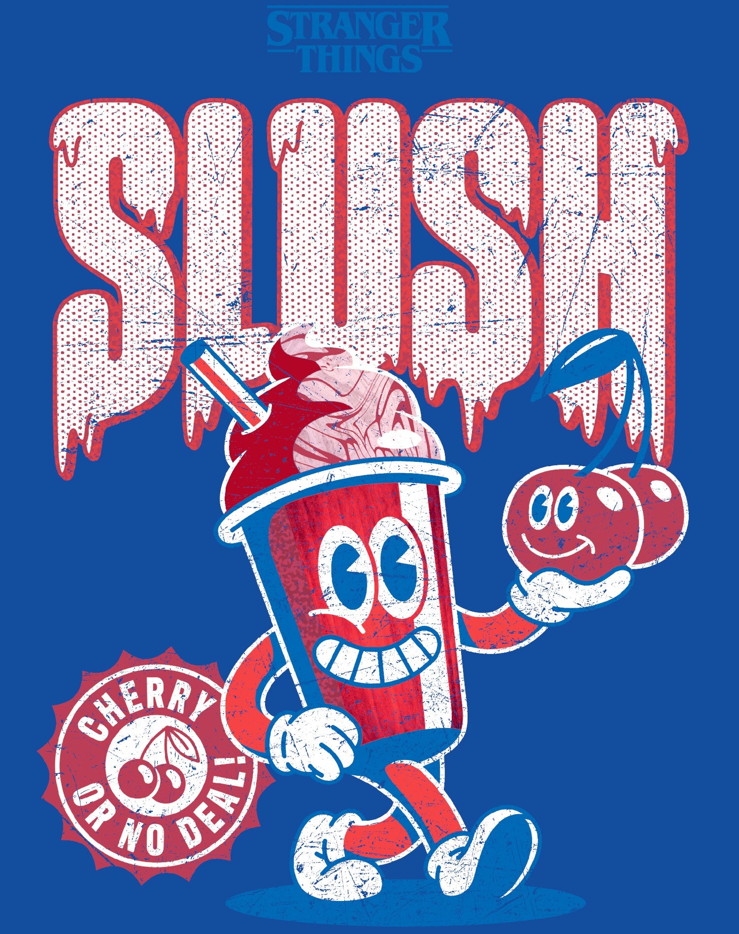Stranger Things Scoops Ahoy Promo Slush Cherry Vintage 80s Official Women's SKINNY FIT T-Shirt