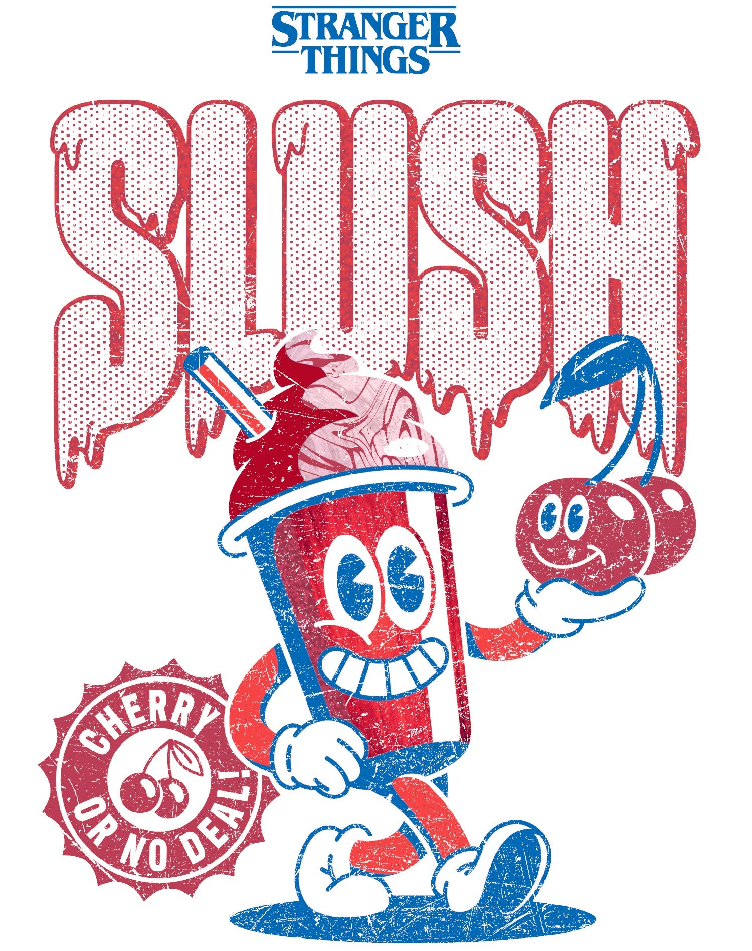Stranger Things Scoops Ahoy Promo Slush Cherry Vintage 80s Official Women's SKINNY FIT T-Shirt