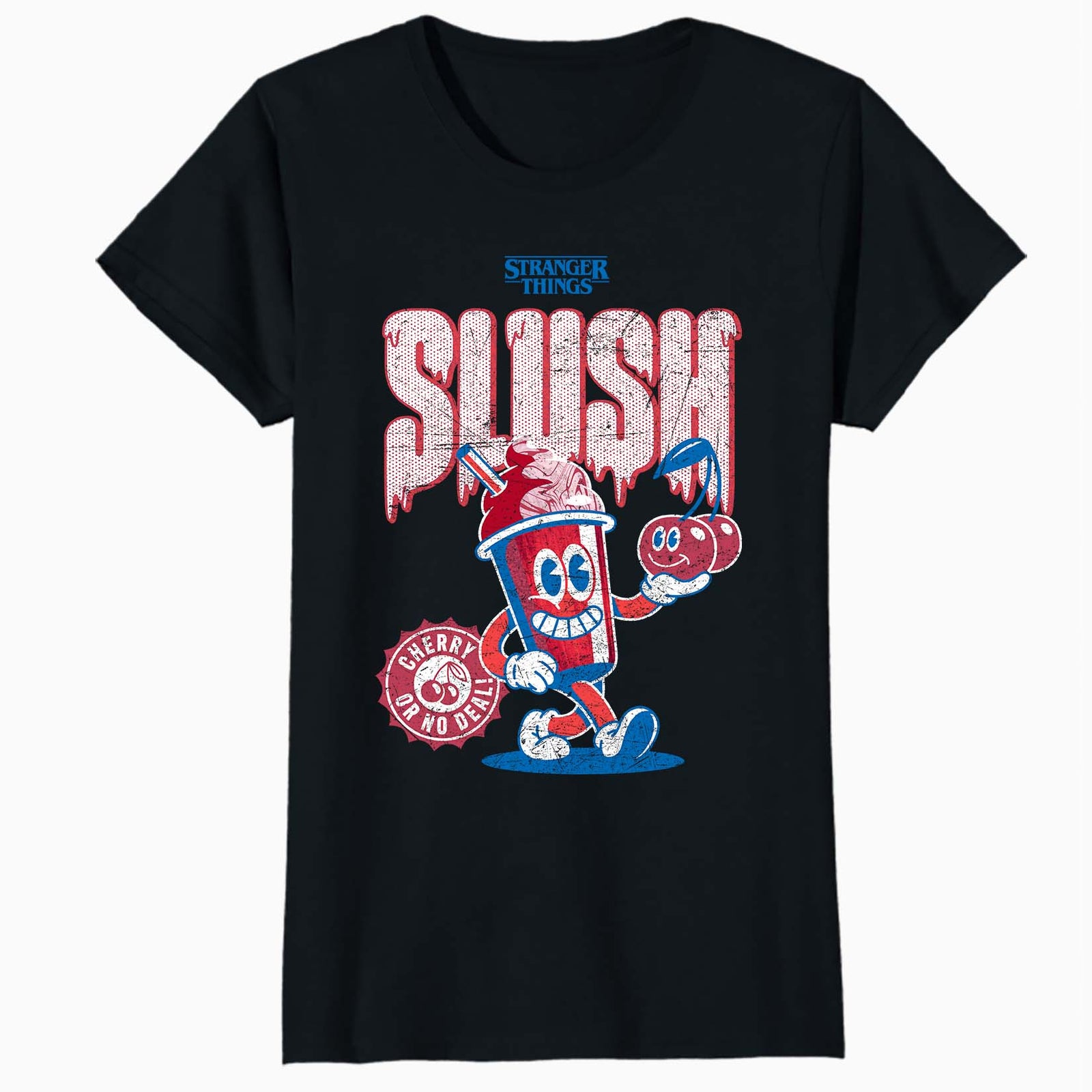Stranger Things Scoops Ahoy Promo Slush Cherry Vintage 80s Official Women's SKINNY FIT T-Shirt