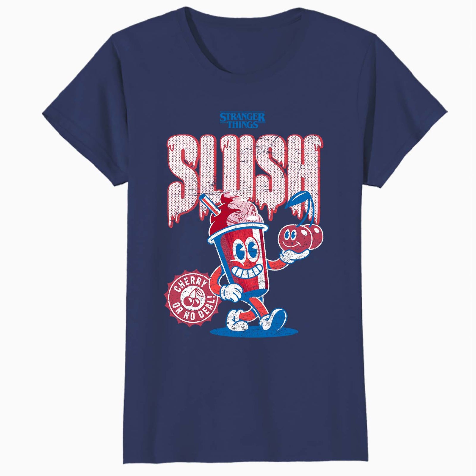 Stranger Things Scoops Ahoy Promo Slush Cherry Vintage 80s Official Women's SKINNY FIT T-Shirt