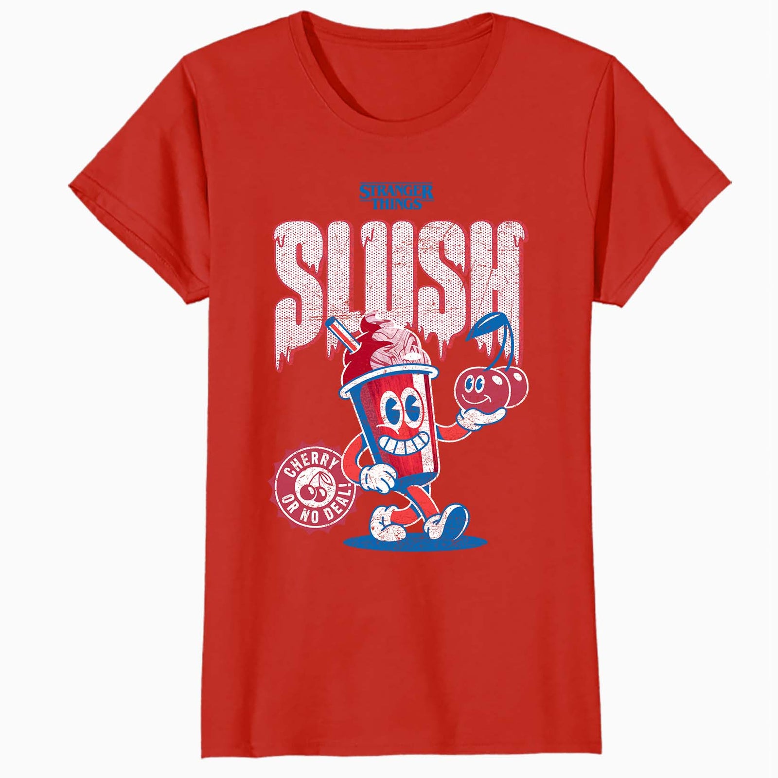 Stranger Things Scoops Ahoy Promo Slush Cherry Vintage 80s Official Women's SKINNY FIT T-Shirt