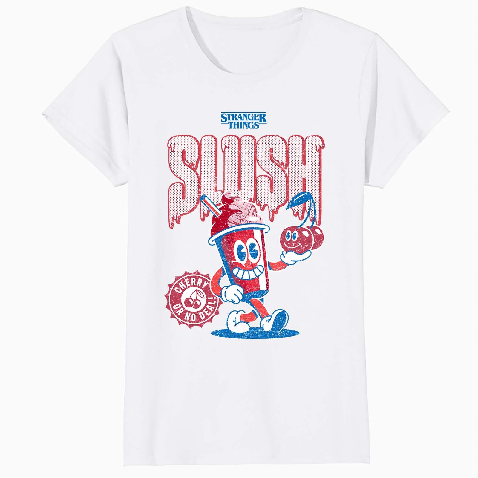 Stranger Things Scoops Ahoy Promo Slush Cherry Vintage 80s Official Women's SKINNY FIT T-Shirt