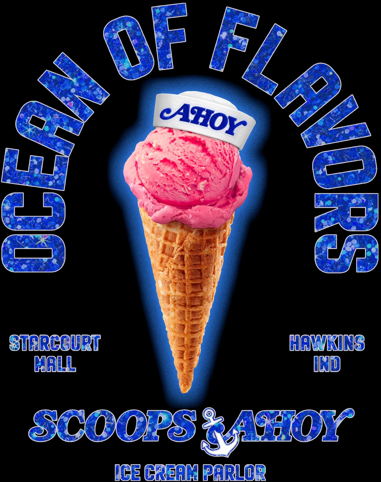 Stranger Things Scoops Ahoy Starcourt Mall Hawkins Ice Cream Official Women's SKINNY FIT T-Shirt