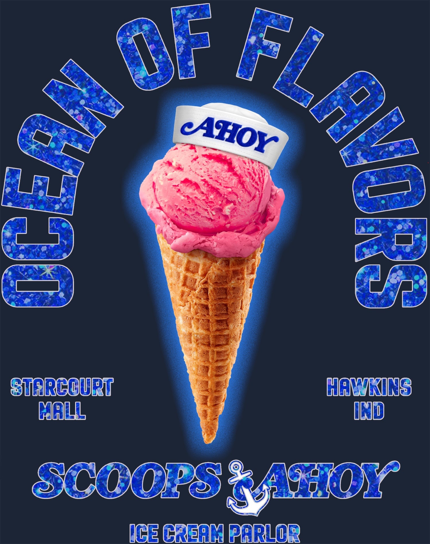 Stranger Things Scoops Ahoy Starcourt Mall Hawkins Ice Cream Official Women's SKINNY FIT T-Shirt