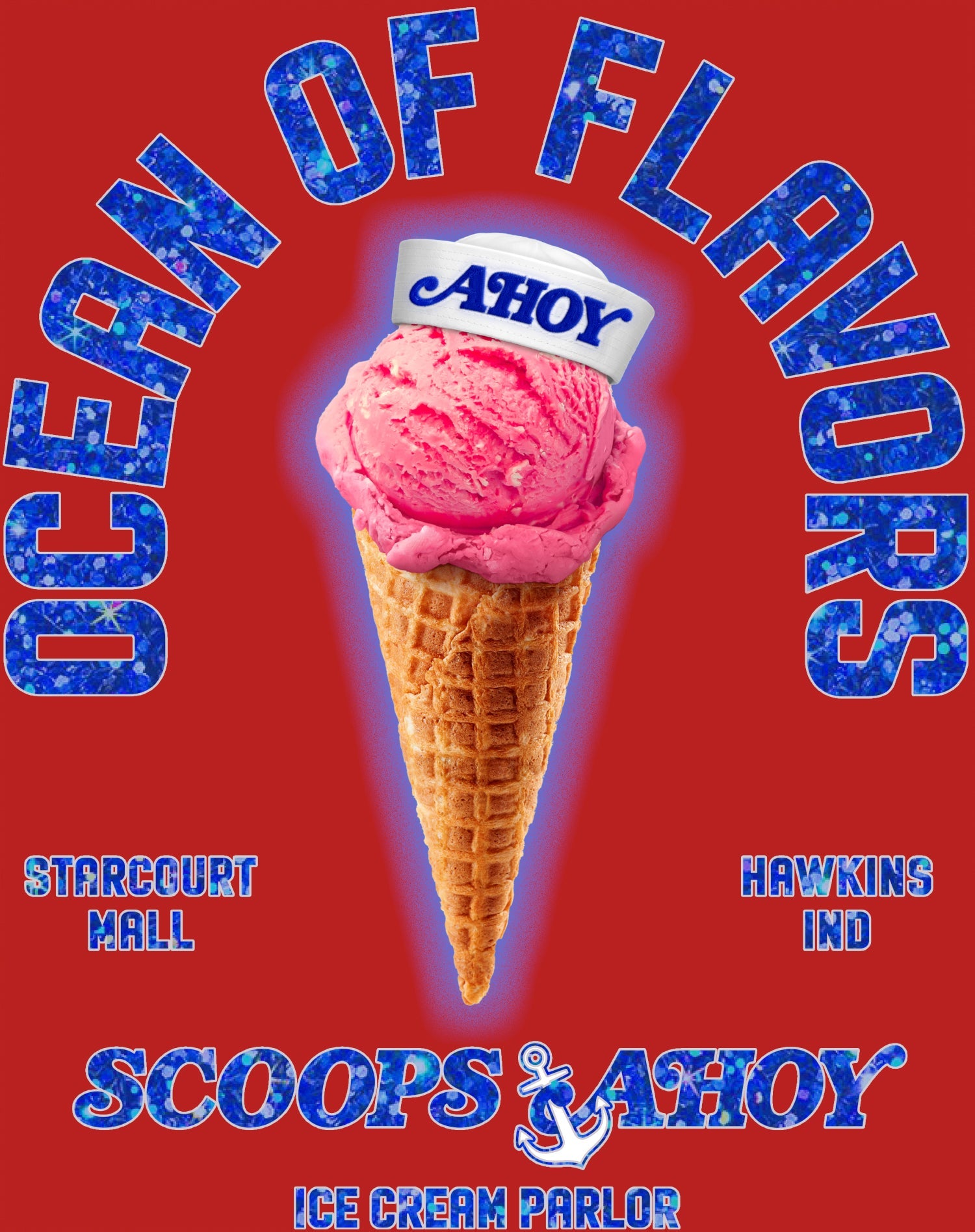 Stranger Things Scoops Ahoy Starcourt Mall Hawkins Ice Cream Official Women's SKINNY FIT T-Shirt
