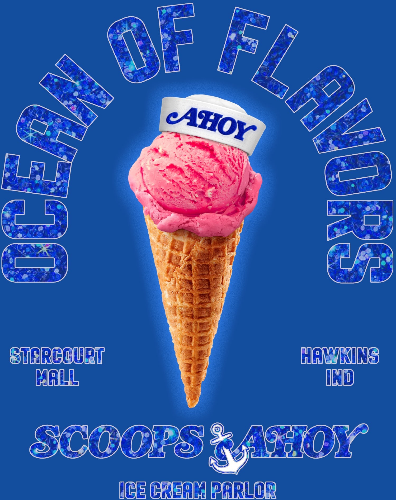 Stranger Things Scoops Ahoy Starcourt Mall Hawkins Ice Cream Official Women's SKINNY FIT T-Shirt