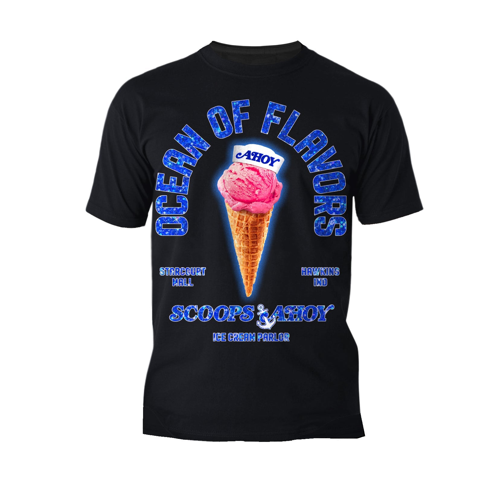 Stranger Things Scoops Ahoy Starcourt Mall Hawkins Ice Cream Official Men's T-Shirt