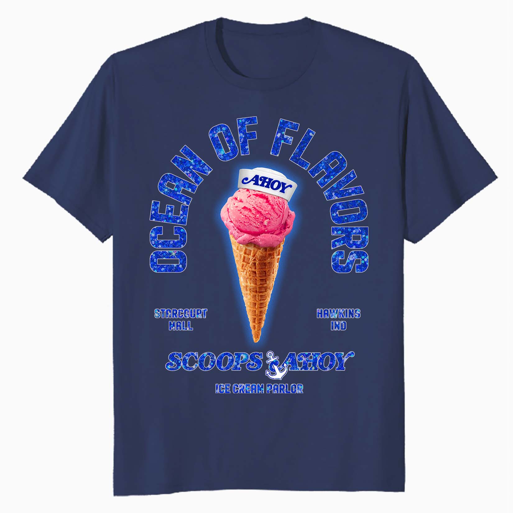 Stranger Things Scoops Ahoy Starcourt Mall Hawkins Ice Cream Official Men's T-Shirt