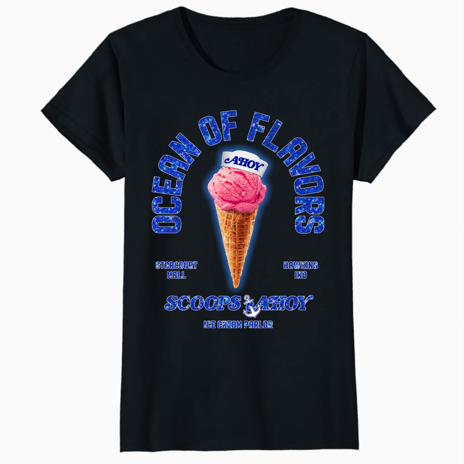 Stranger Things Scoops Ahoy Starcourt Mall Hawkins Ice Cream Official Women's SKINNY FIT T-Shirt