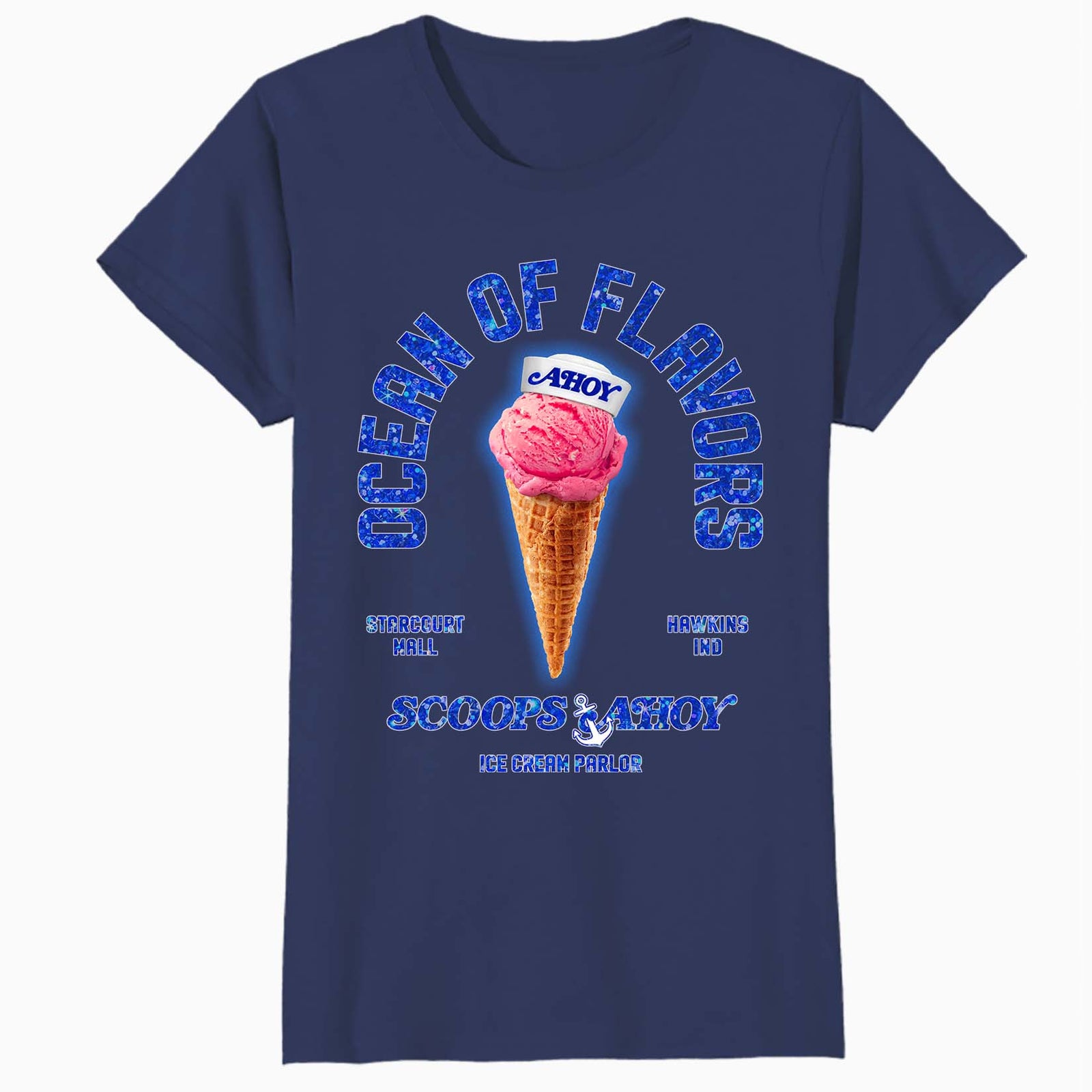 Stranger Things Scoops Ahoy Starcourt Mall Hawkins Ice Cream Official Women's SKINNY FIT T-Shirt