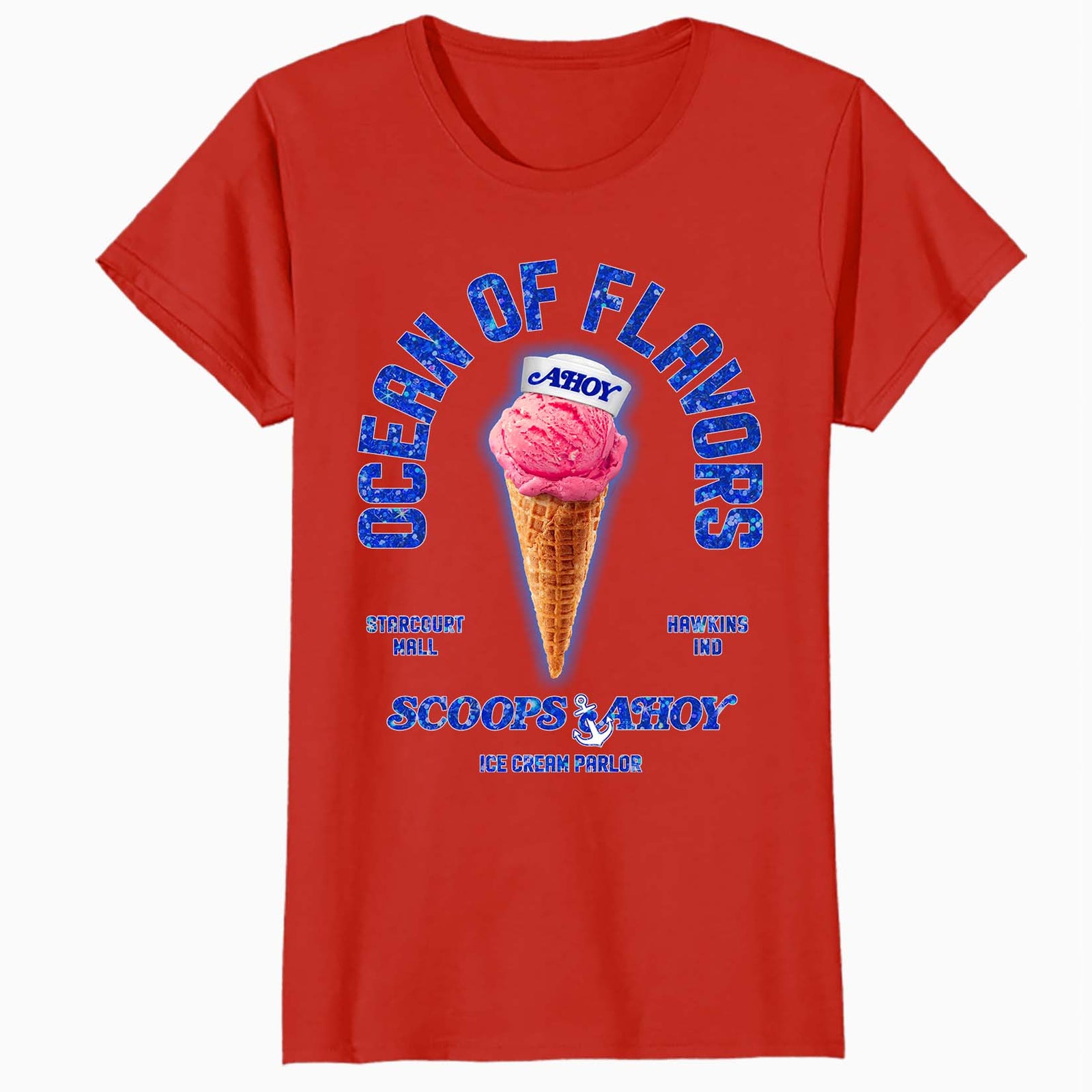 Stranger Things Scoops Ahoy Starcourt Mall Hawkins Ice Cream Official Women's SKINNY FIT T-Shirt