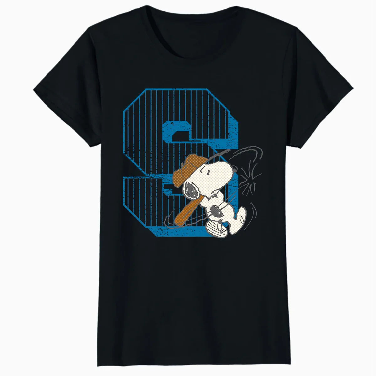 Peanuts Baseball Snoopy Swing Bat Retro 90s Varsity Sports Official Women's SKINNY FIT T-Shirt