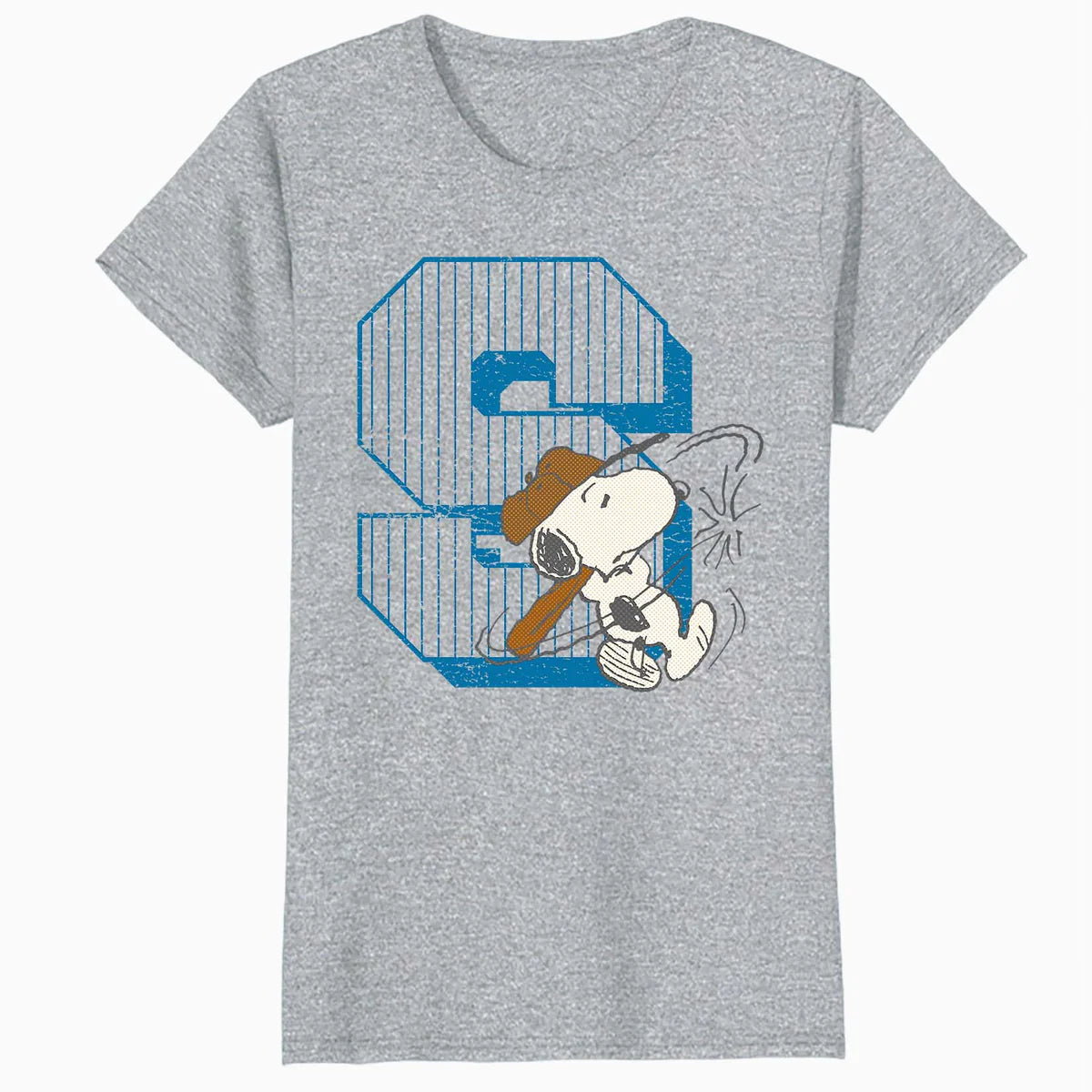 Peanuts Baseball Snoopy Swing Bat Retro 90s Varsity Sports Official Women's SKINNY FIT T-Shirt