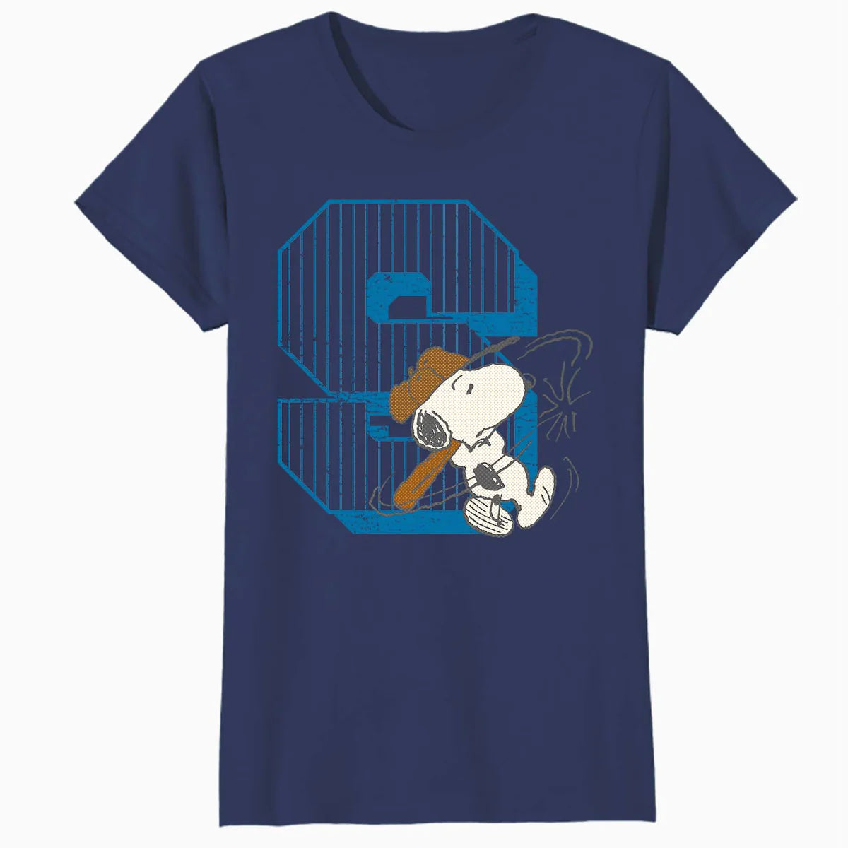 Peanuts Baseball Snoopy Swing Bat Retro 90s Varsity Sports Official Women's SKINNY FIT T-Shirt