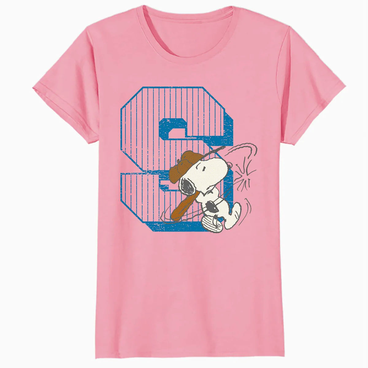 Peanuts Baseball Snoopy Swing Bat Retro 90s Varsity Sports Official Women's SKINNY FIT T-Shirt