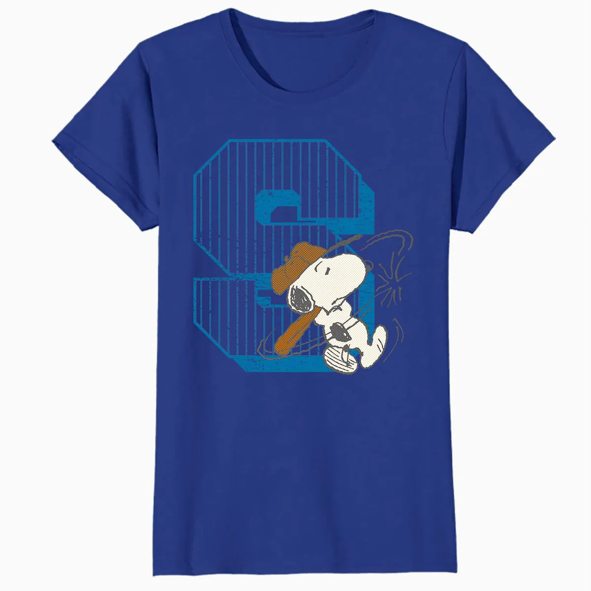 Peanuts Baseball Snoopy Swing Bat Retro 90s Varsity Sports Official Women's SKINNY FIT T-Shirt