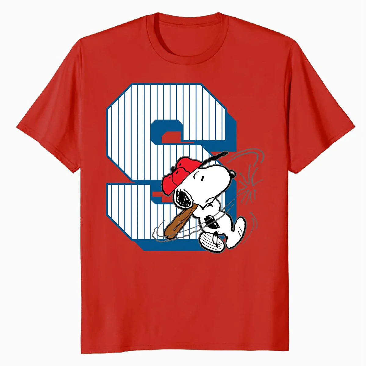 Peanuts Baseball Snoopy Swing Varsity Sports Classic Comics Official Men's T-Shirt