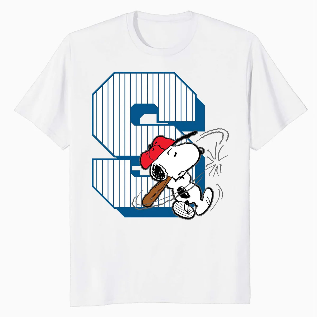 Peanuts Baseball Snoopy Swing Varsity Sports Classic Comics Official Men's T-Shirt
