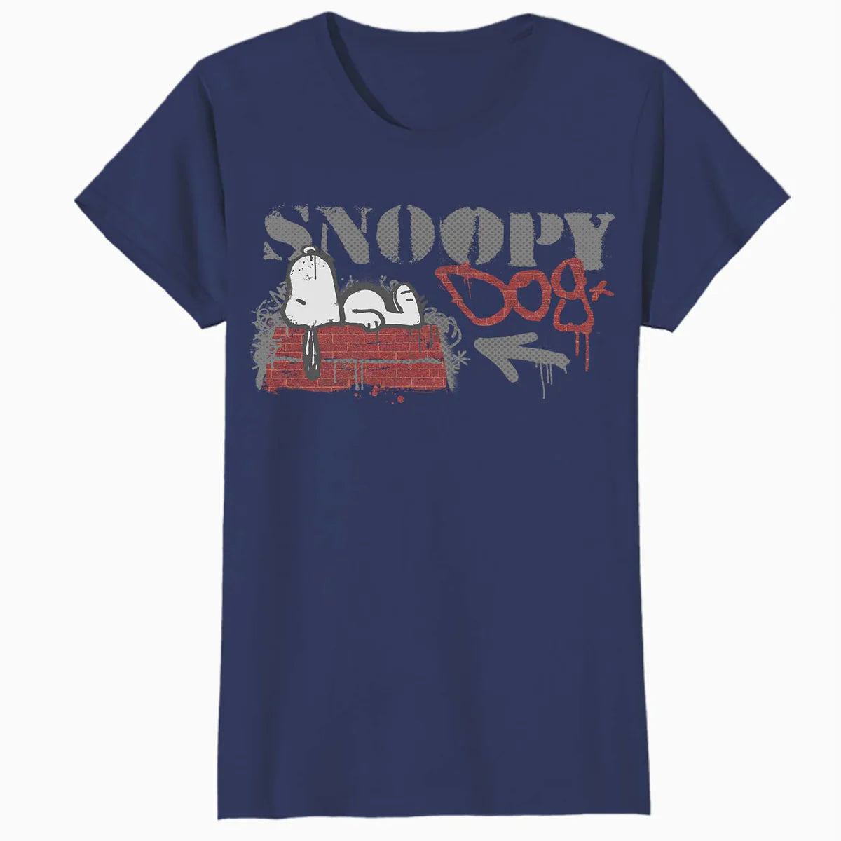 Peanuts Graffiti Snoopy Dog House Cool 90s Urban Stencil Art Official Women's SKINNY FIT T-Shirt