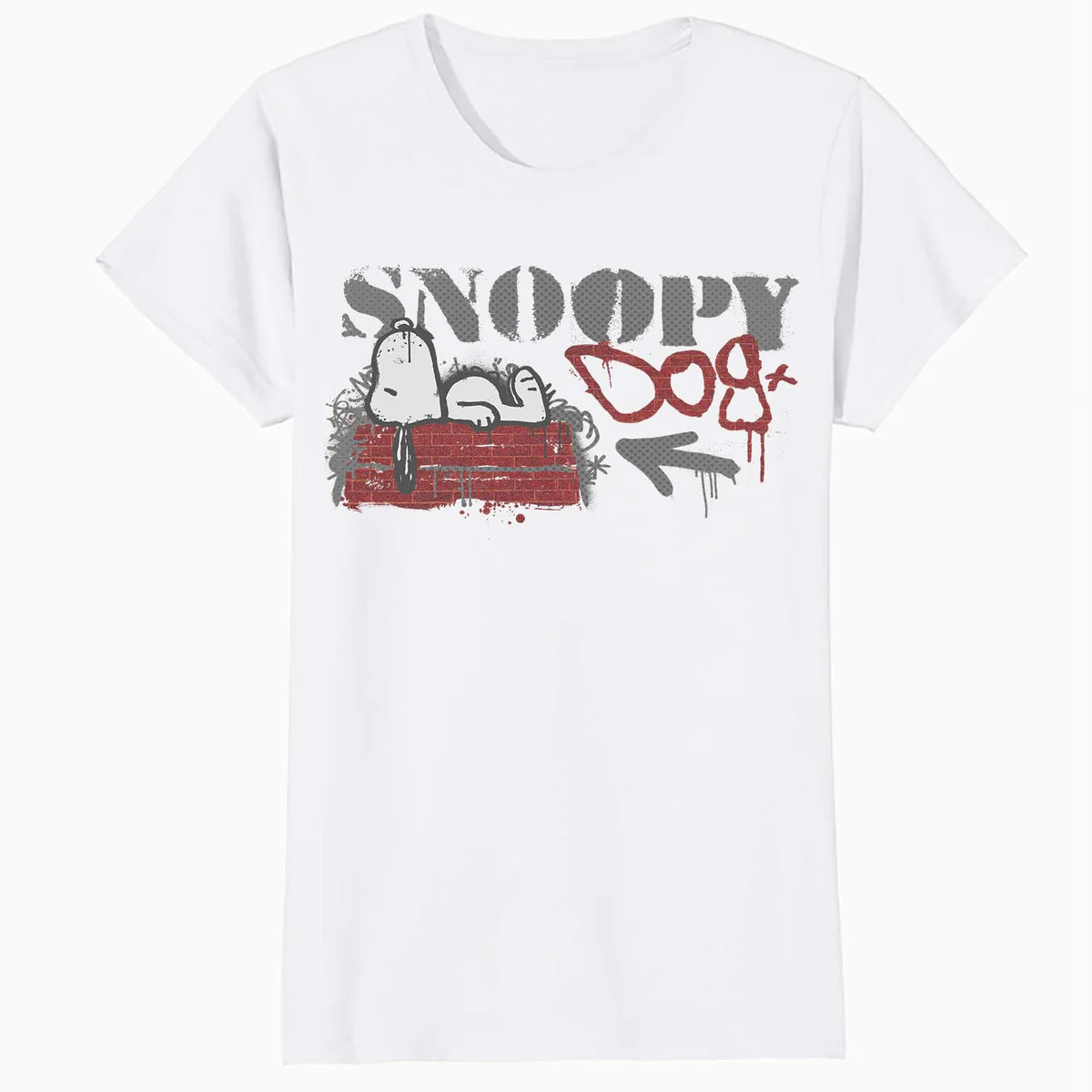 Peanuts Graffiti Snoopy Dog House Cool 90s Urban Stencil Art Official Women's SKINNY FIT T-Shirt