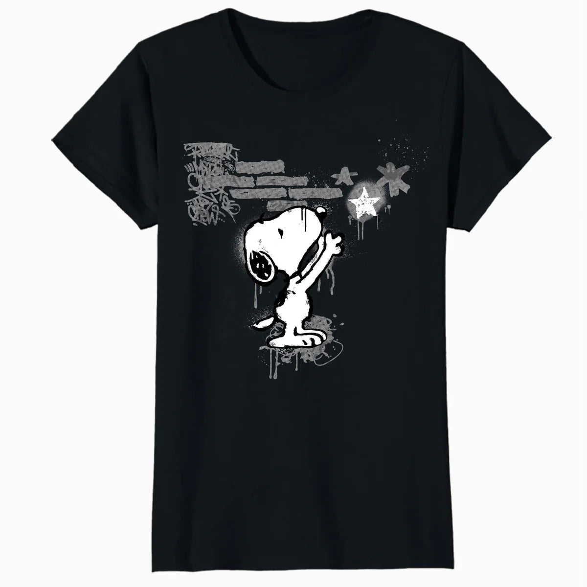 Peanuts Graffiti Snoopy Stencil Star Street Art Retro Urban Official Women's SKINNY FIT T-Shirt