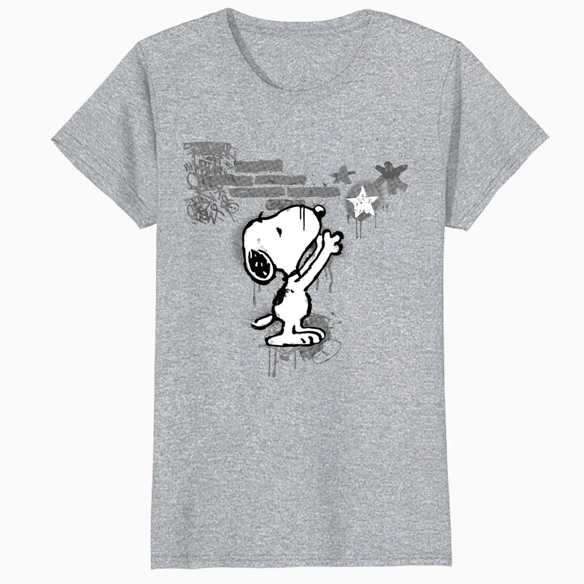 Peanuts Graffiti Snoopy Stencil Star Street Art Retro Urban Official Women's SKINNY FIT T-Shirt