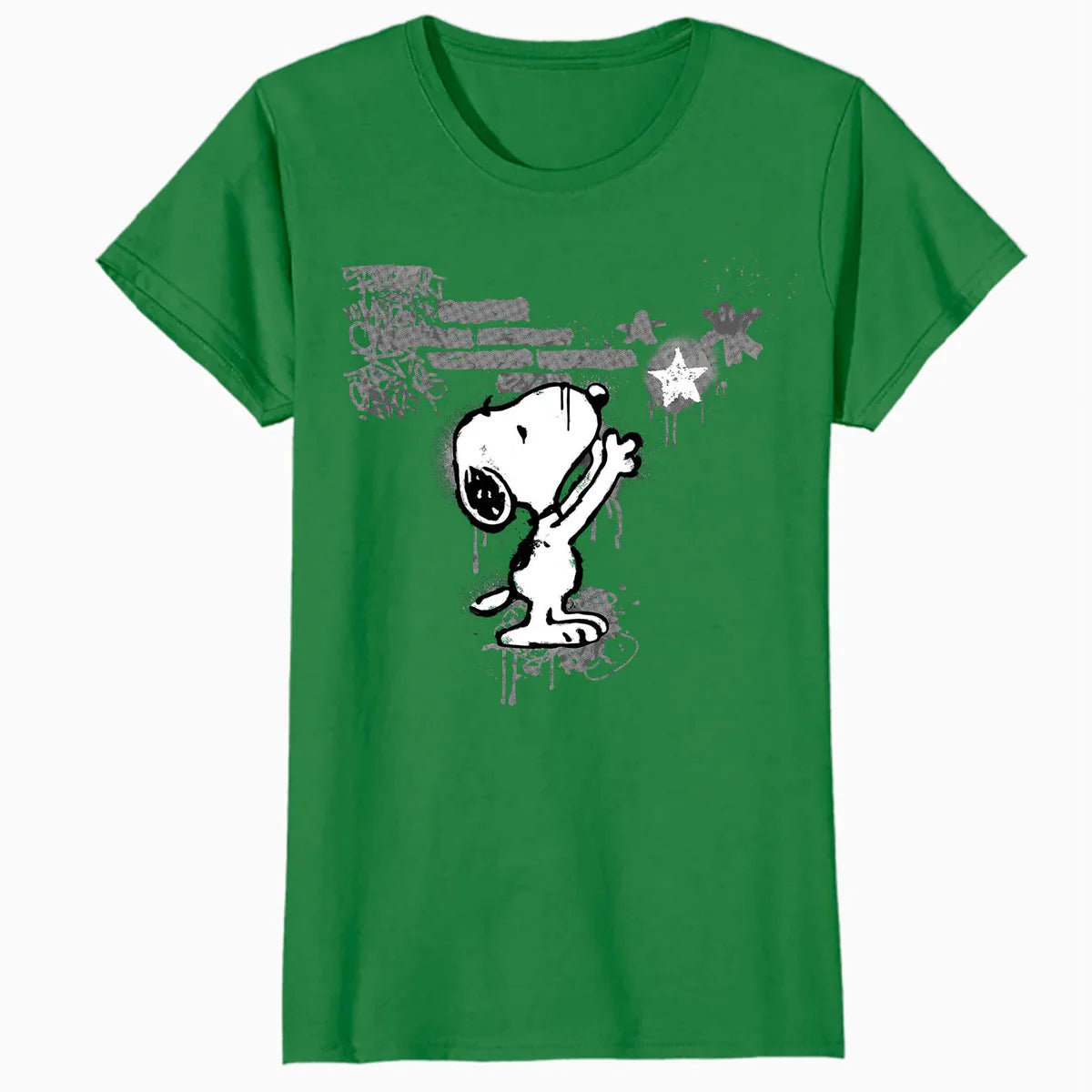 Peanuts Graffiti Snoopy Stencil Star Street Art Retro Urban Official Women's SKINNY FIT T-Shirt