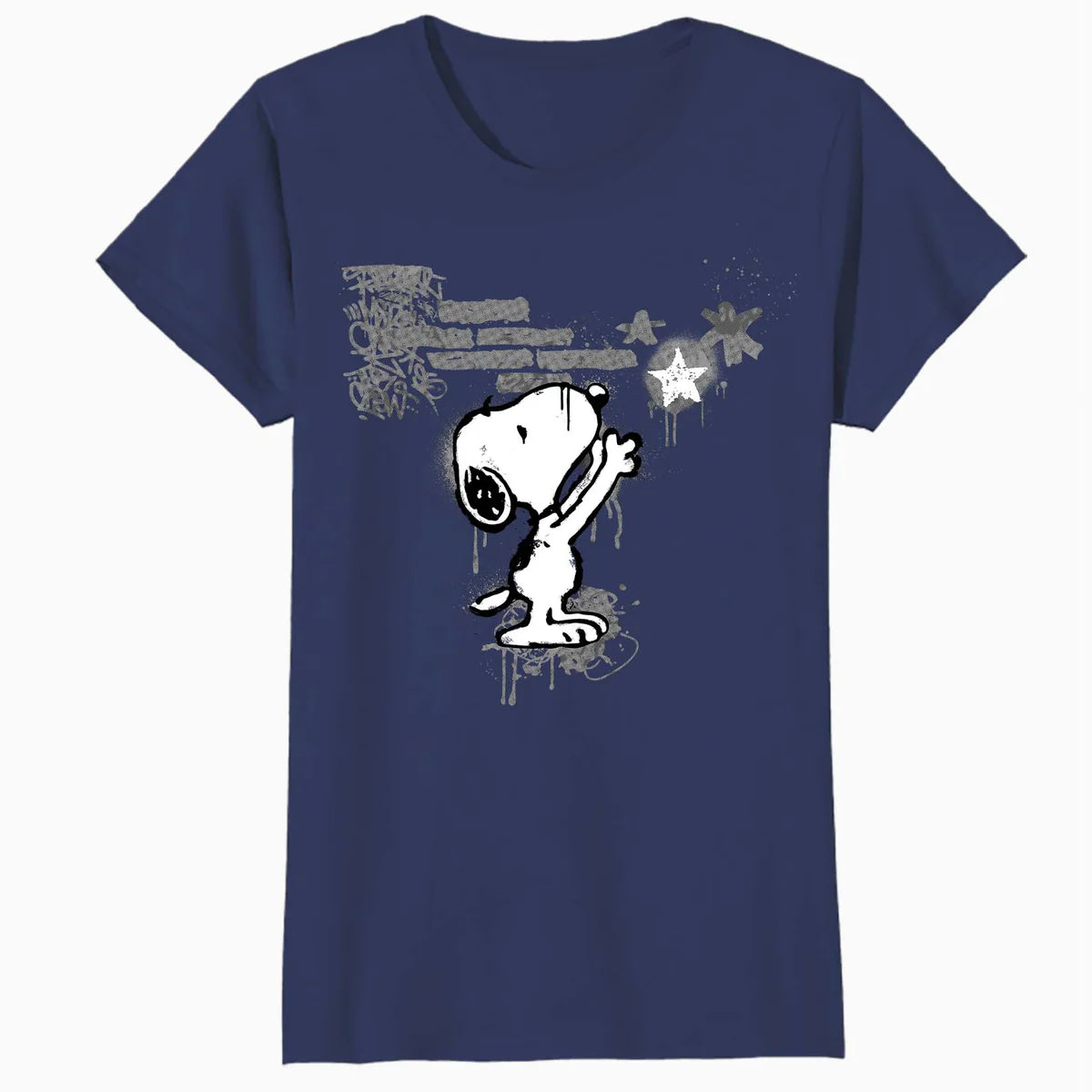 Peanuts Graffiti Snoopy Stencil Star Street Art Retro Urban Official Women's SKINNY FIT T-Shirt