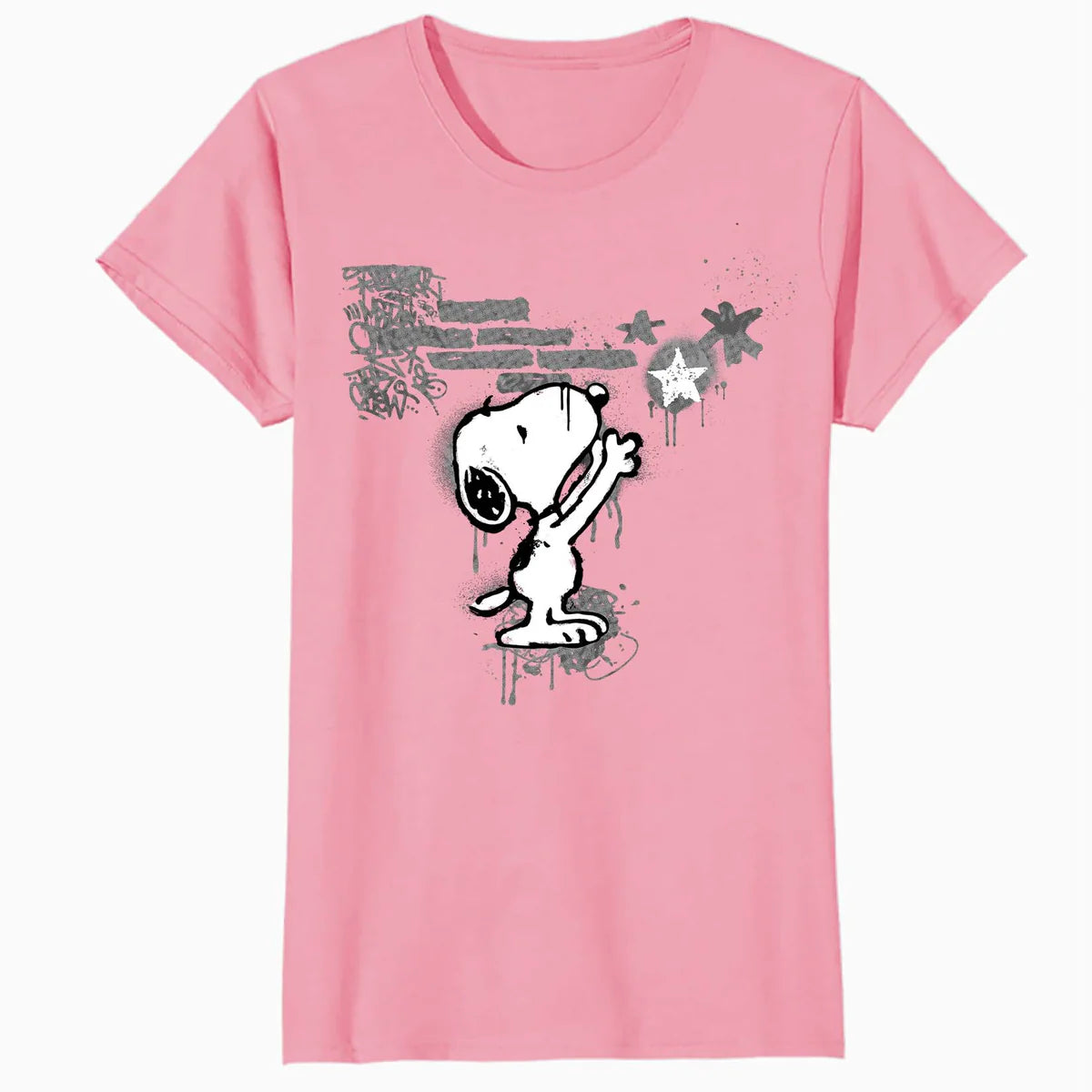 Peanuts Graffiti Snoopy Stencil Star Street Art Retro Urban Official Women's SKINNY FIT T-Shirt