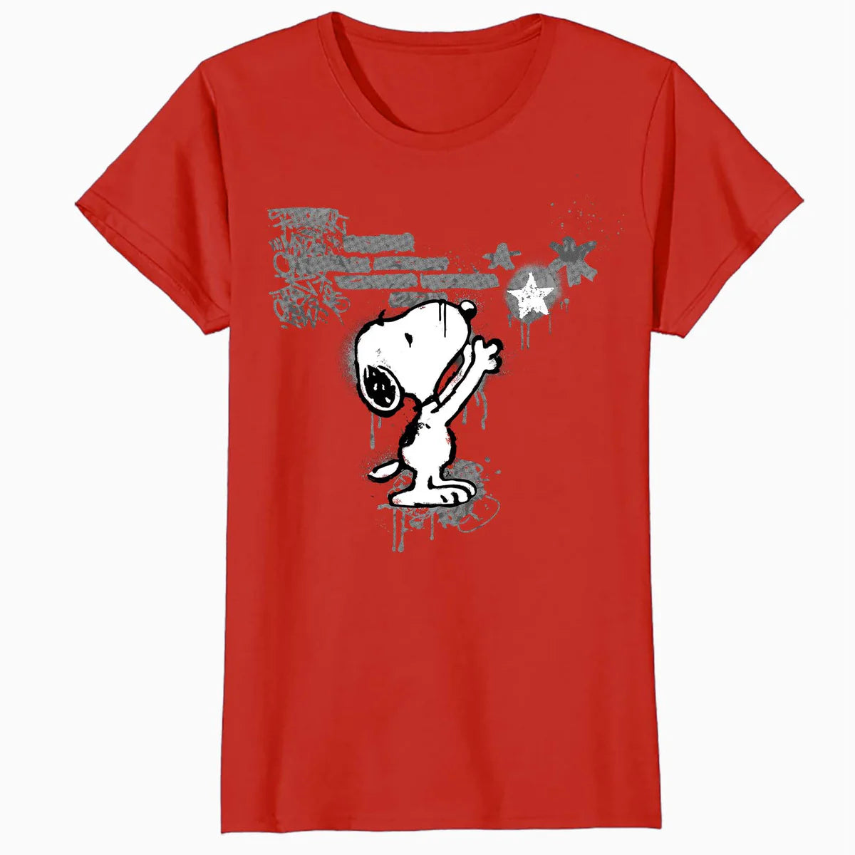 Peanuts Graffiti Snoopy Stencil Star Street Art Retro Urban Official Women's SKINNY FIT T-Shirt