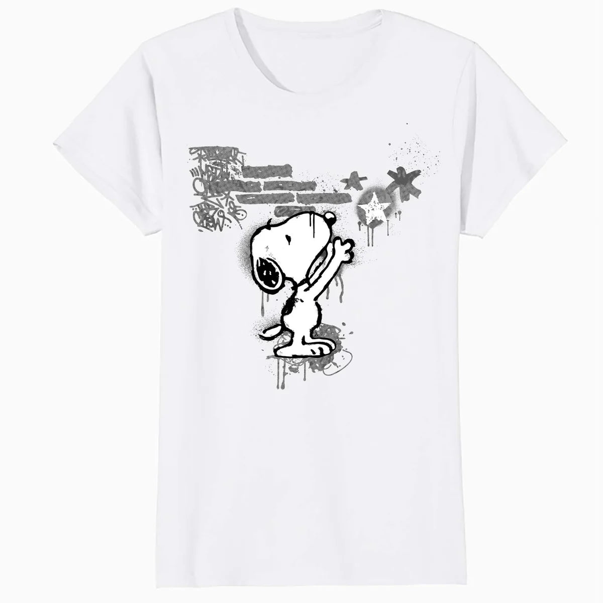 Peanuts Graffiti Snoopy Stencil Star Street Art Retro Urban Official Women's SKINNY FIT T-Shirt