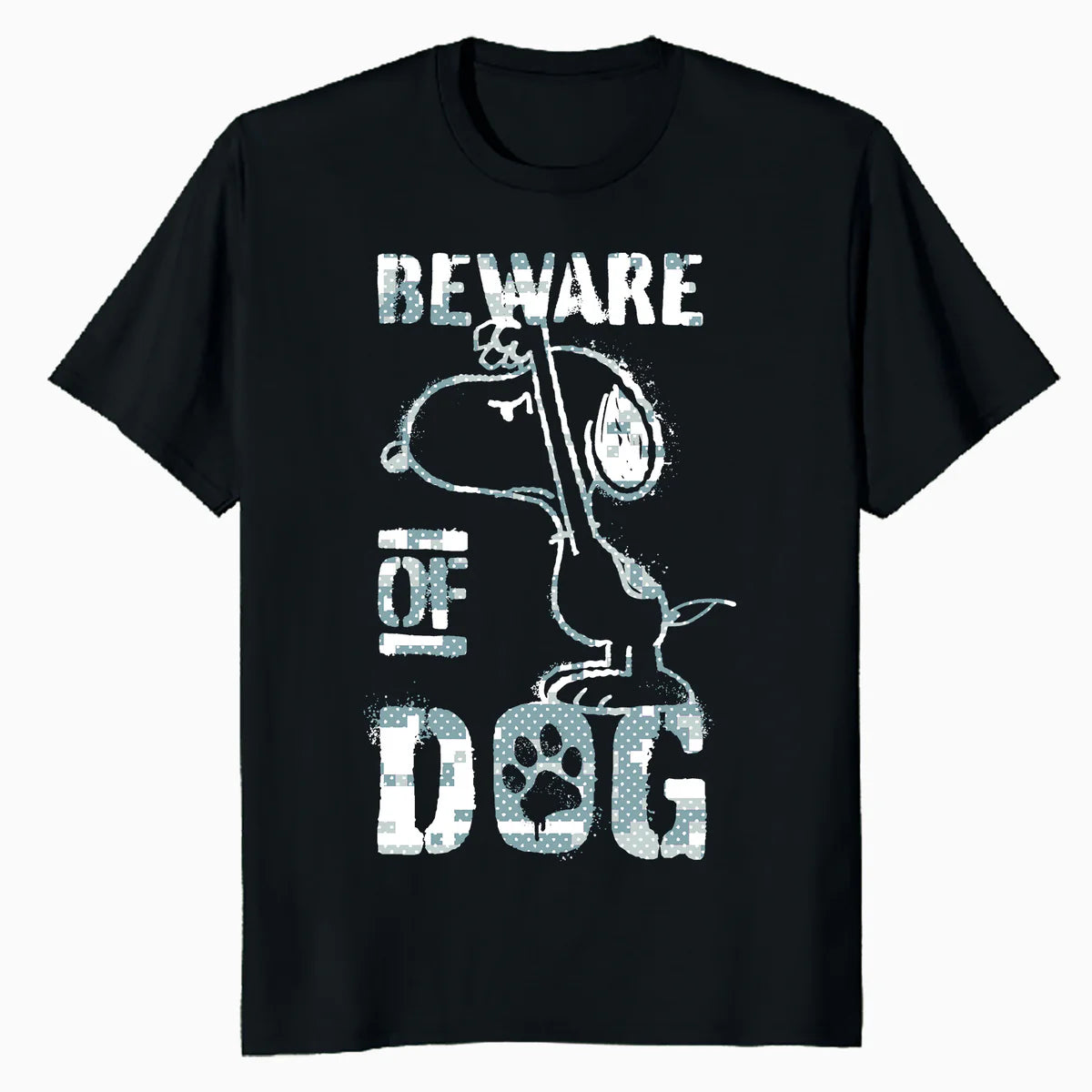 Peanuts Snoopy Beware Of Dog Funny Guardian Lol Stencil 90s Official Men's T-Shirt