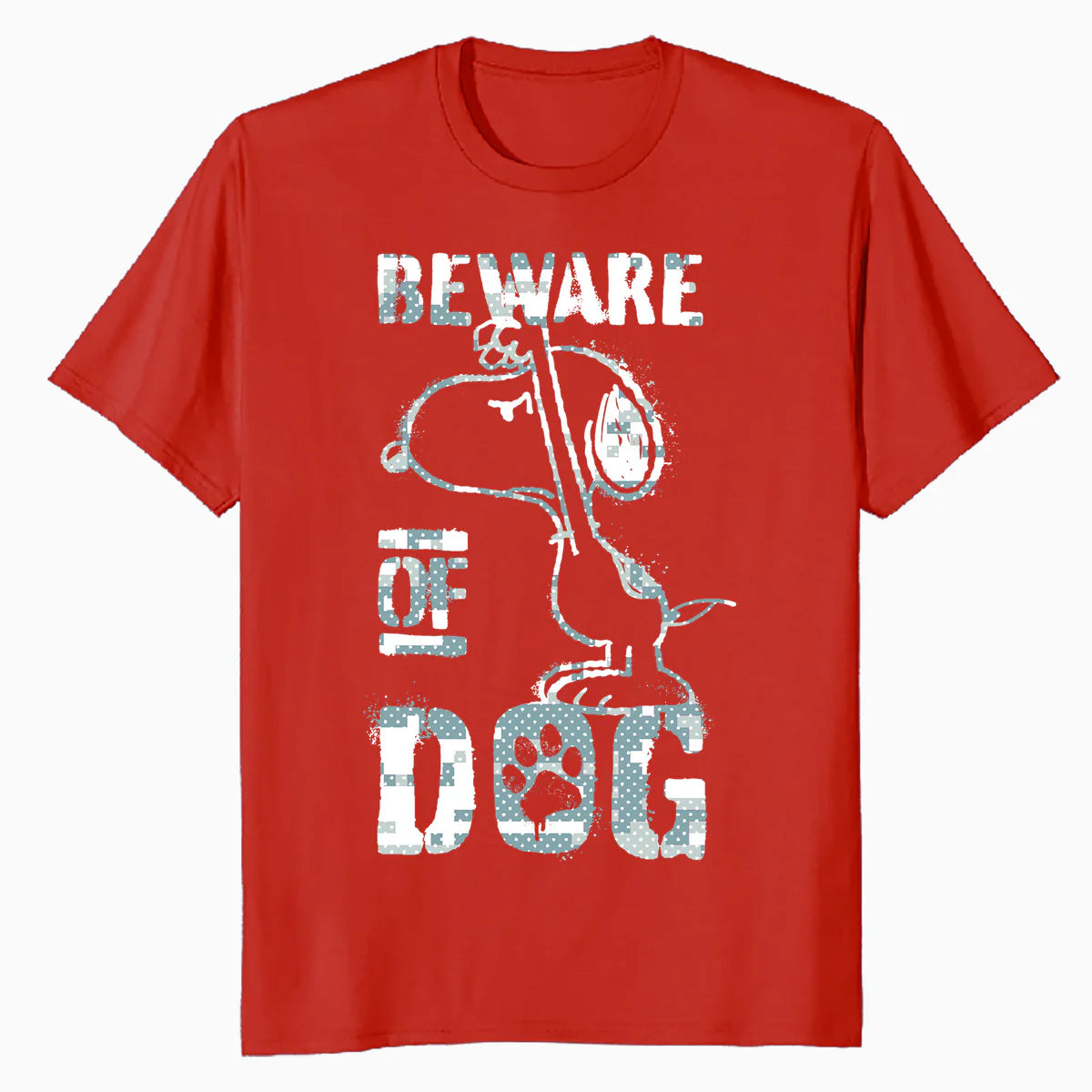 Peanuts Snoopy Beware Of Dog Funny Guardian Lol Stencil 90s Official Men's T-Shirt