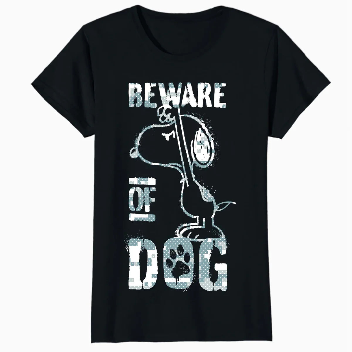 Peanuts Snoopy Beware Of Dog Funny Guardian Lol Stencil 90s Official Women's SKINNY FIT T-Shirt