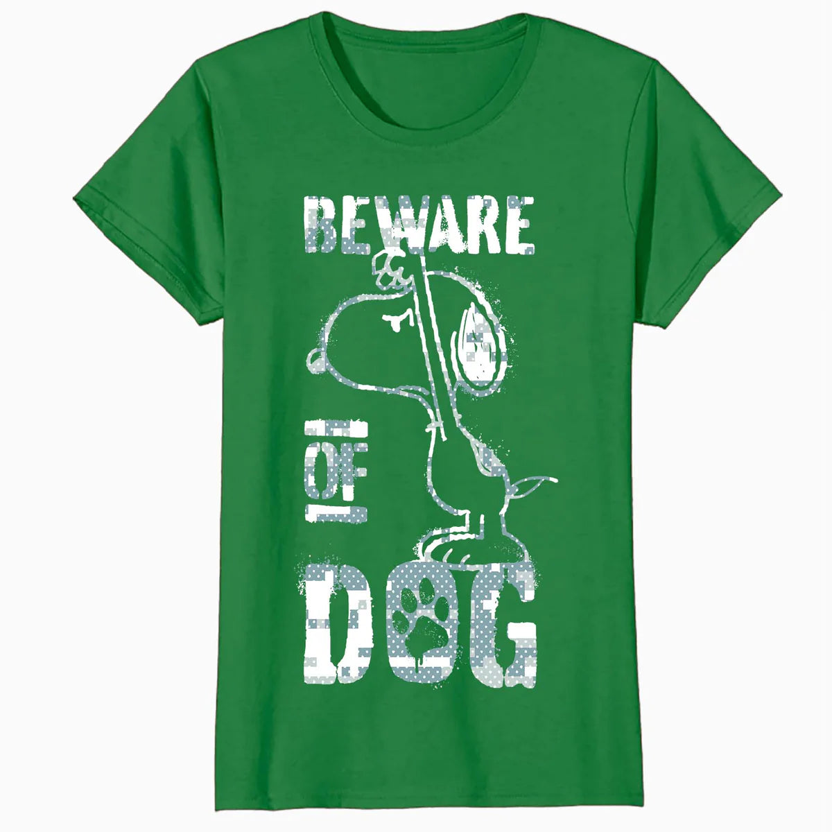 Peanuts Snoopy Beware Of Dog Funny Guardian Lol Stencil 90s Official Women's SKINNY FIT T-Shirt